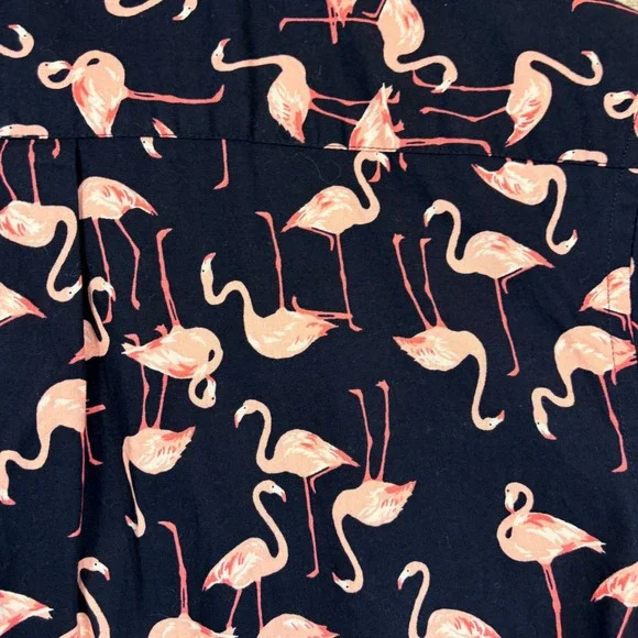 Old Navy Men All Over Print Flamingo Short Sleeve Perfect Fit Built Flex Shirt M - Picture 3 of 9